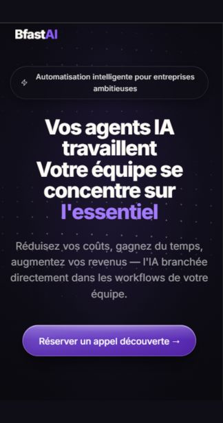 Le site Bfast AI sur téléphone