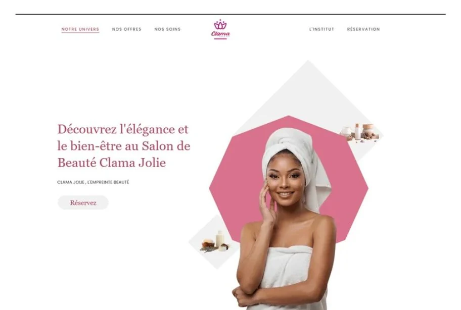 Site vitrine du salon de beauté Clama Jolie à Dakar, réalisé par WEBMA
