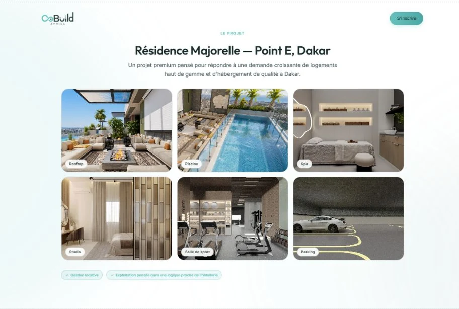 Landing page de webinaire Cobuild Africa, réalisée par WEBMA